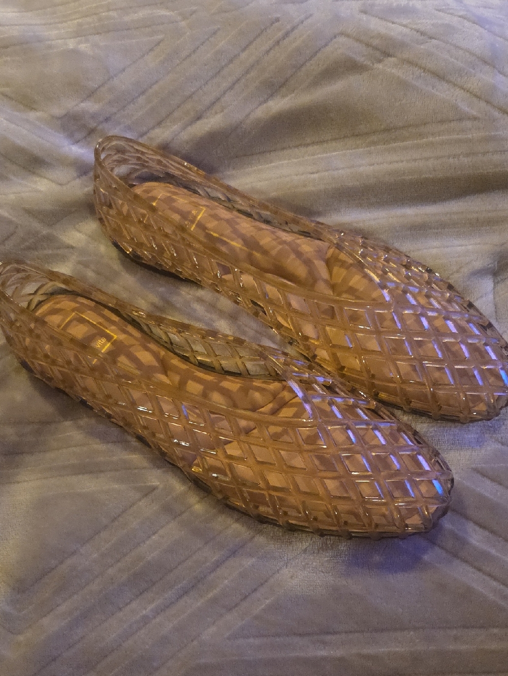 Dolce Vita Brown Transparent Lattice Jelly Flats - Picture 2 of 6
